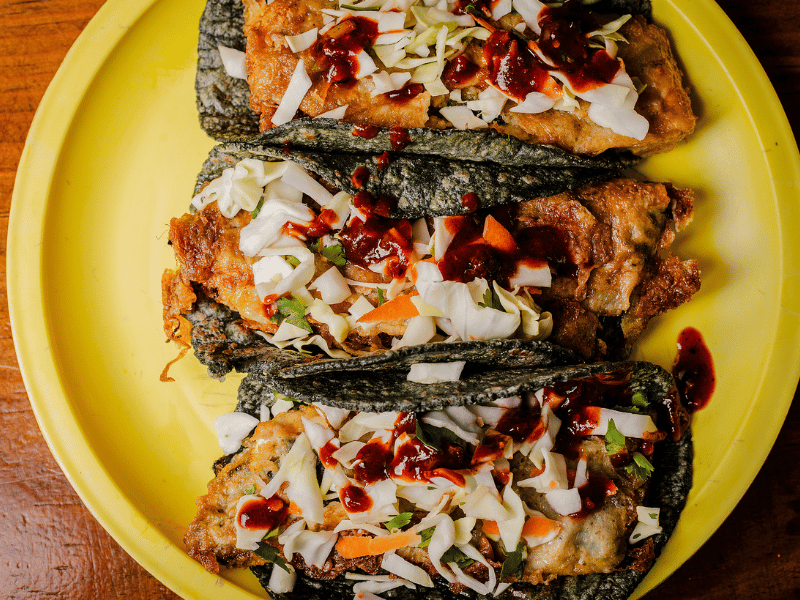 Blue corn tacos.