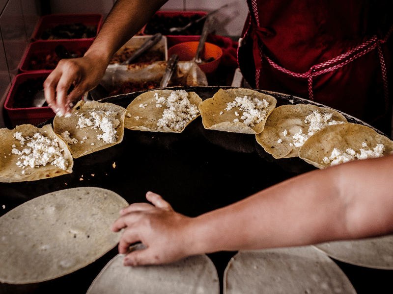 Cooking on the comal.
