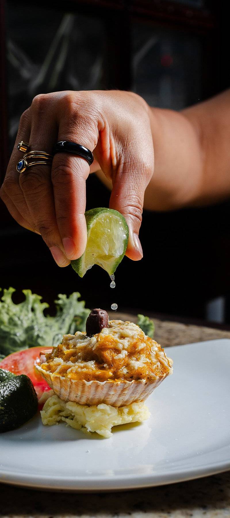 Lime over crab gratin.