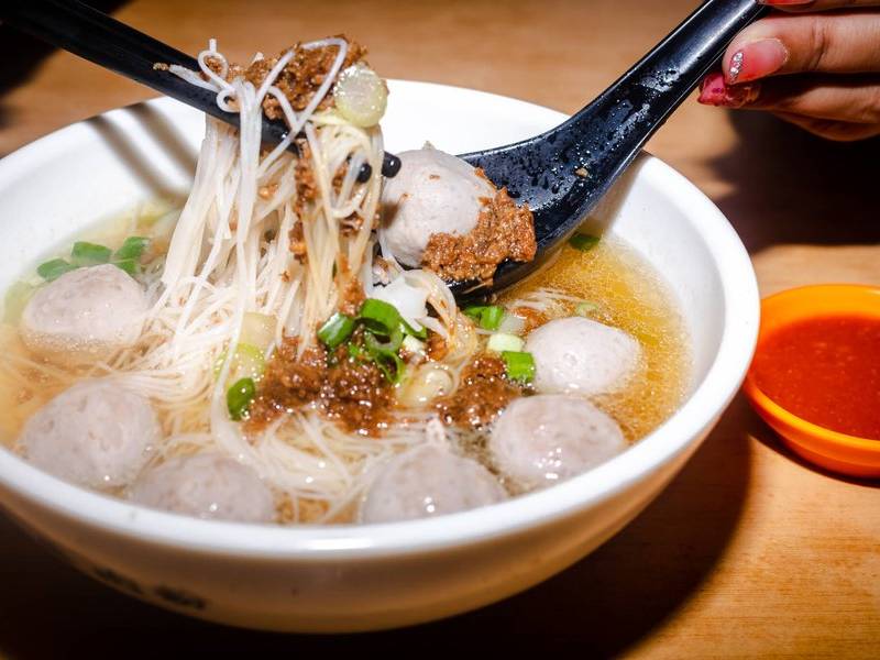 Beef ball noodles.