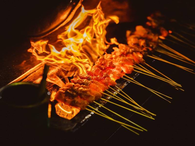 Satay flames.