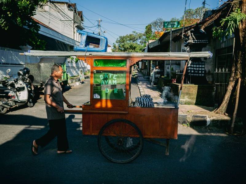 Vendor on the move.