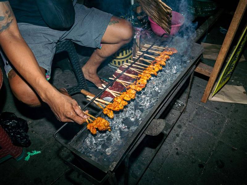 Charcoal-grilled sate.