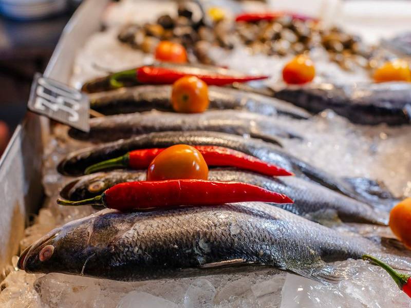 Fish market ice.