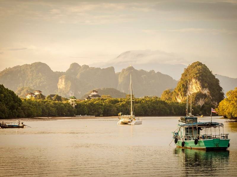 Karst river sunset.