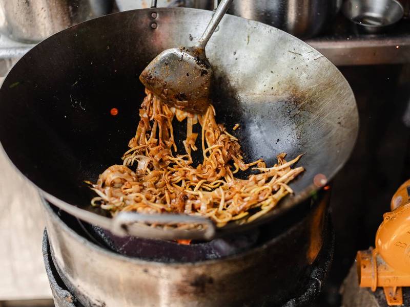Working the wok.