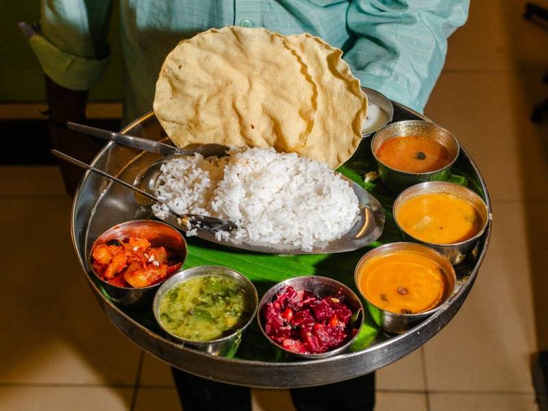 Banana-leaf thali.