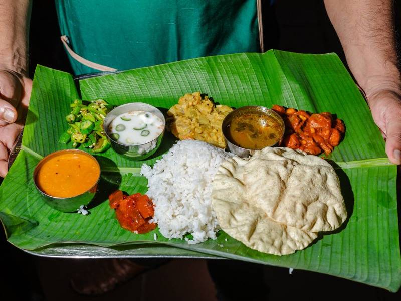 Banana-leaf curries.
