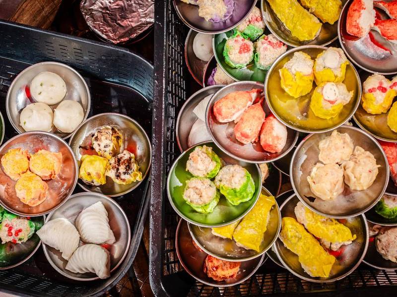 Coloured siew mai.