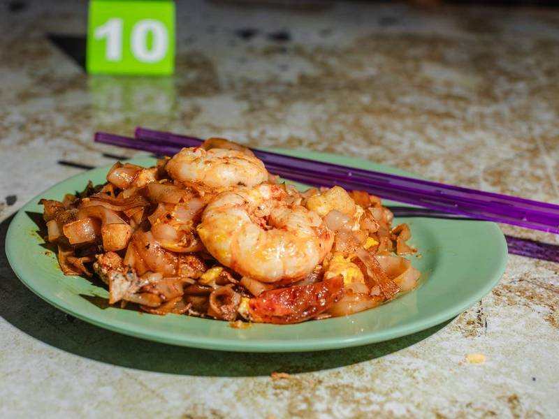 Prawn char kway teow.