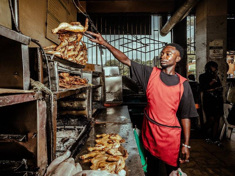 Chicken grill vendor.
