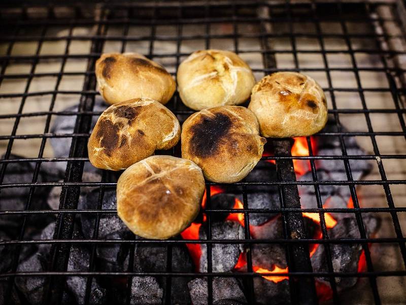 Charcoal breads.