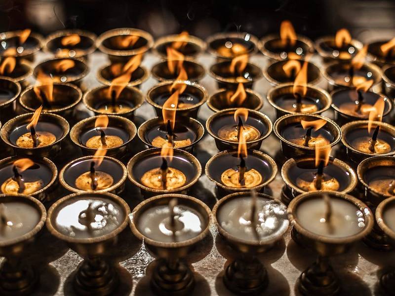 Butter lamps.
