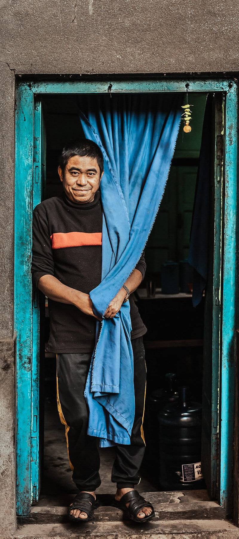 Blue doorway.