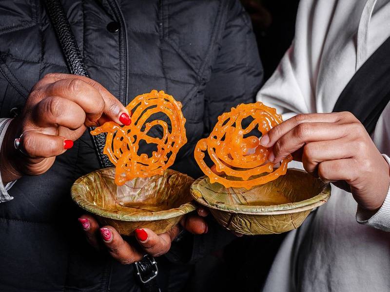 Syrup-soaked jalebi.