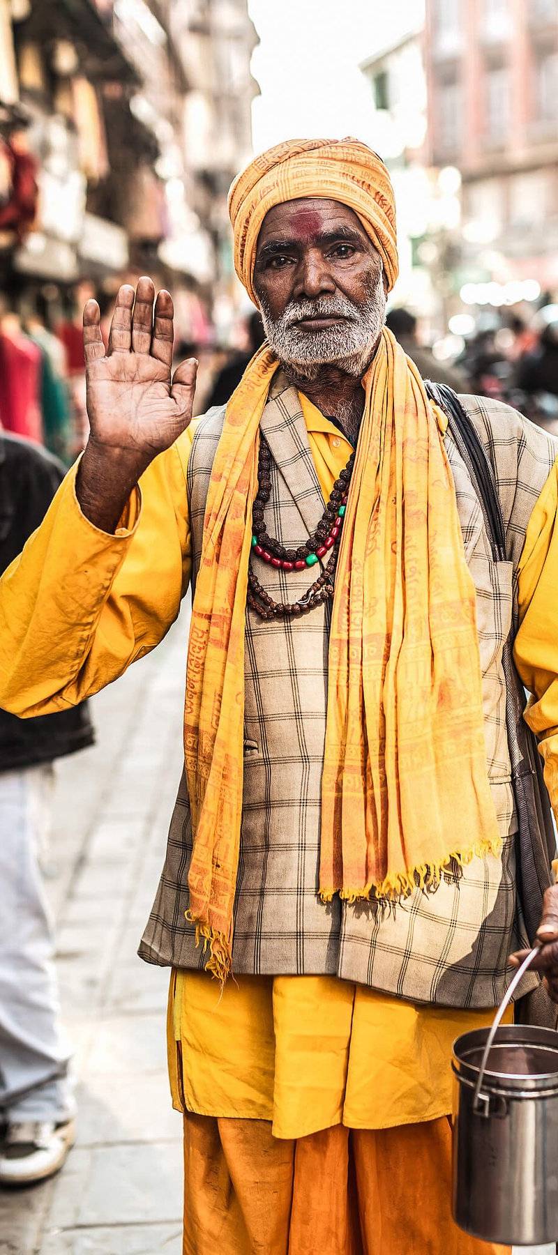 Sadhu's blessing.