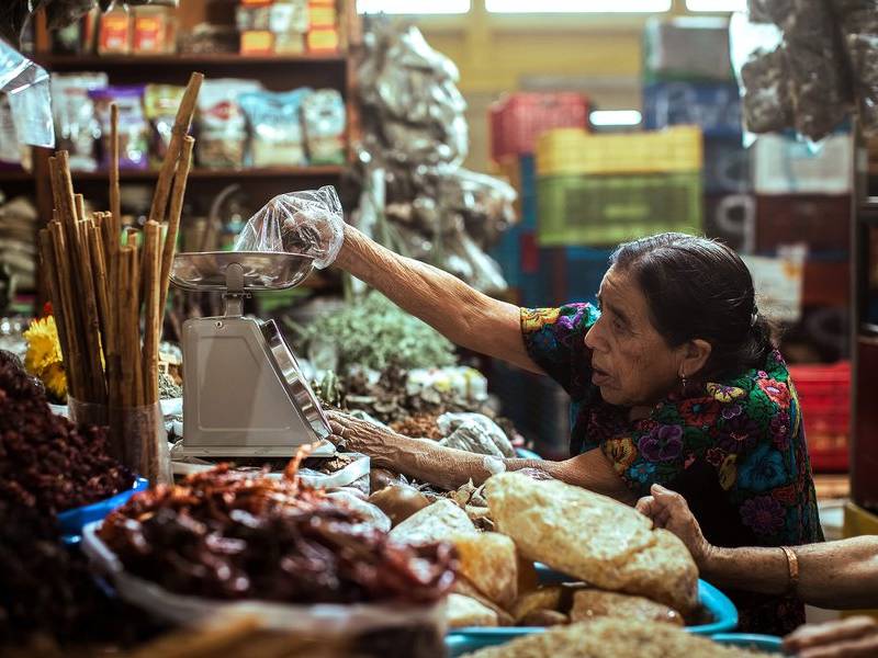 Weighing the spices.