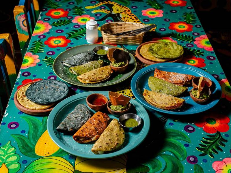 Colourful taco spread.
