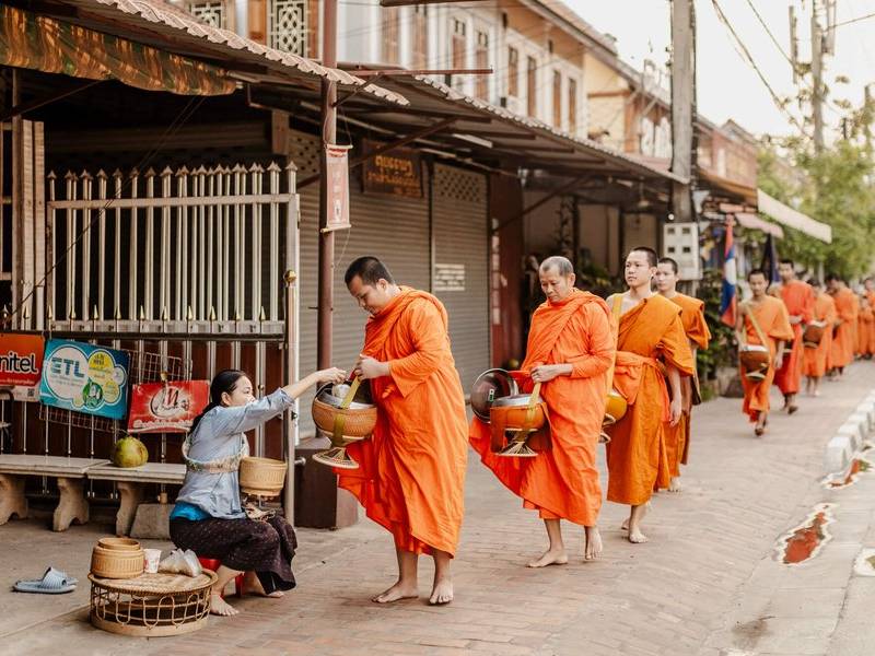 Alms giving.