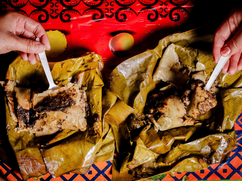 Drinking tejate.