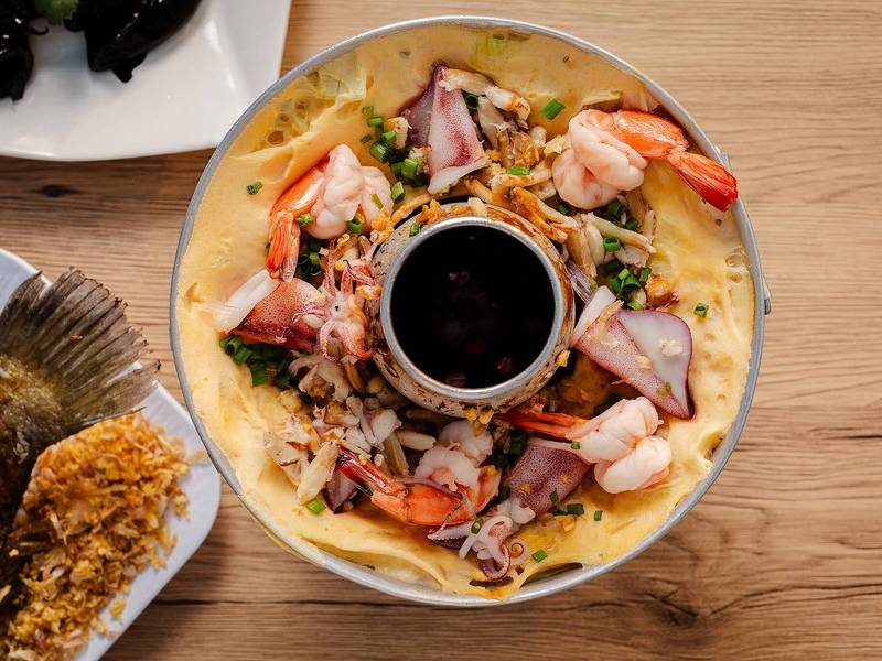 Freshly caught seafood.