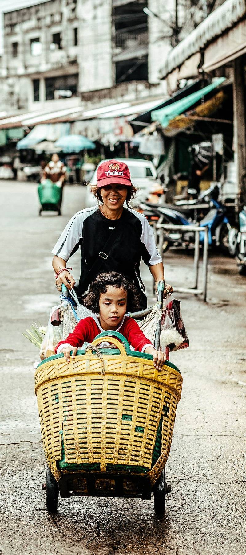 Shopping in the market.