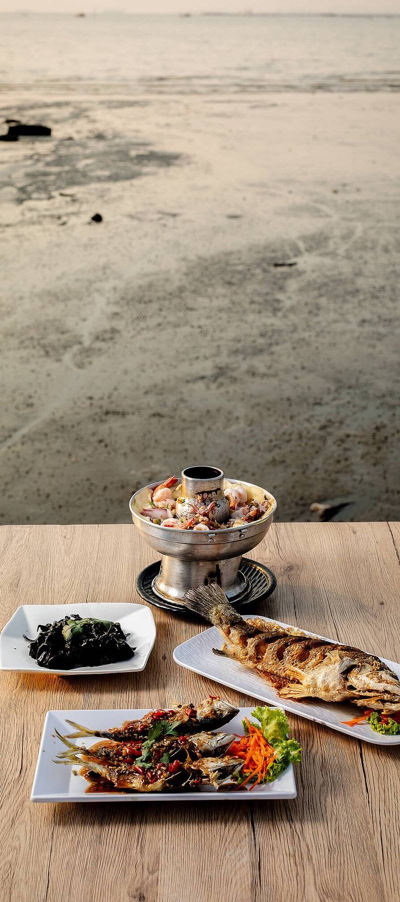 Sunset seafood spread.