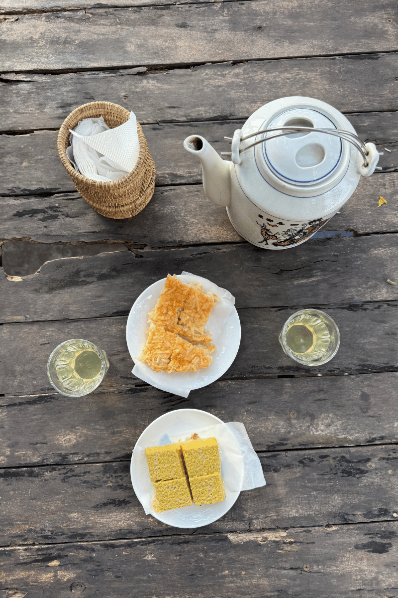 Pumpkin egg custard and tea.