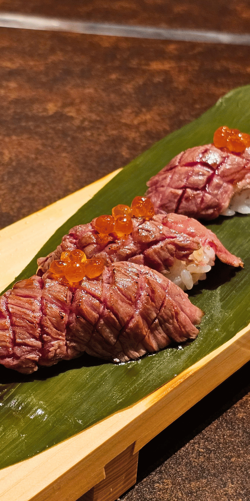Wagyu nigiri.