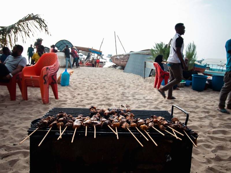 Mishkaki on the beach.