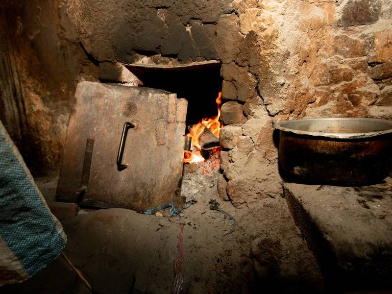 Wood-fired oven.