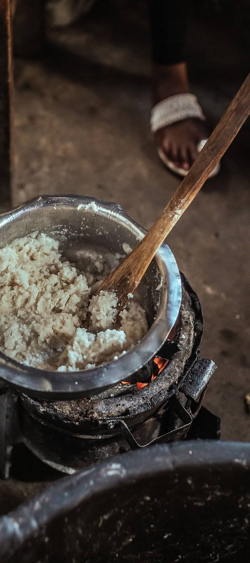 Ugali on the jiko.