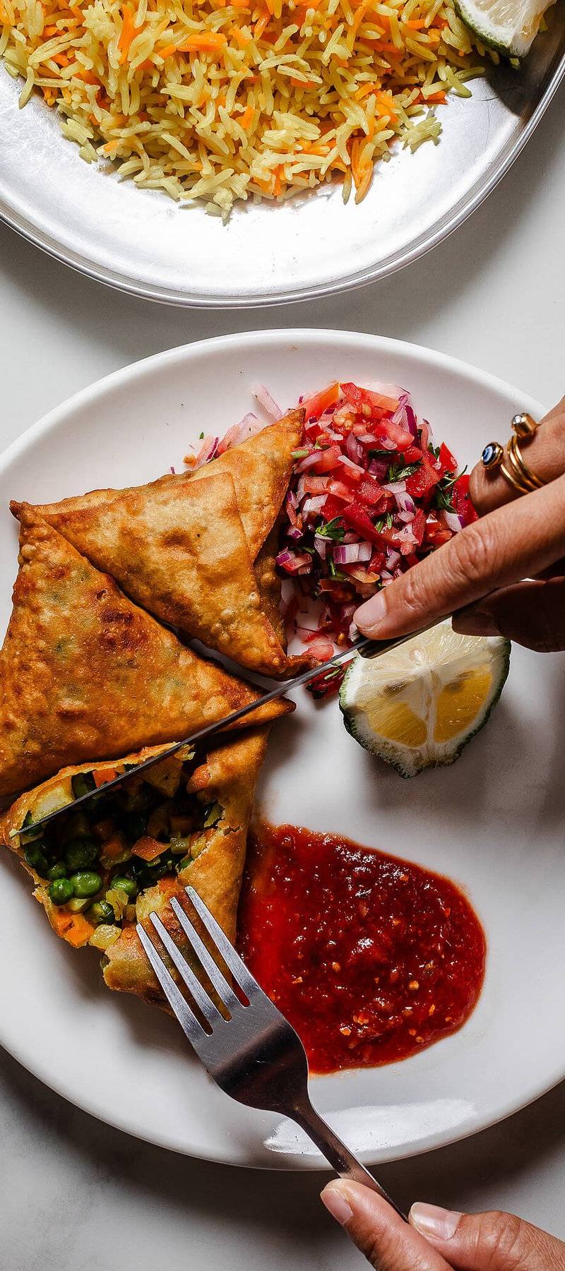 Crisp samosas.