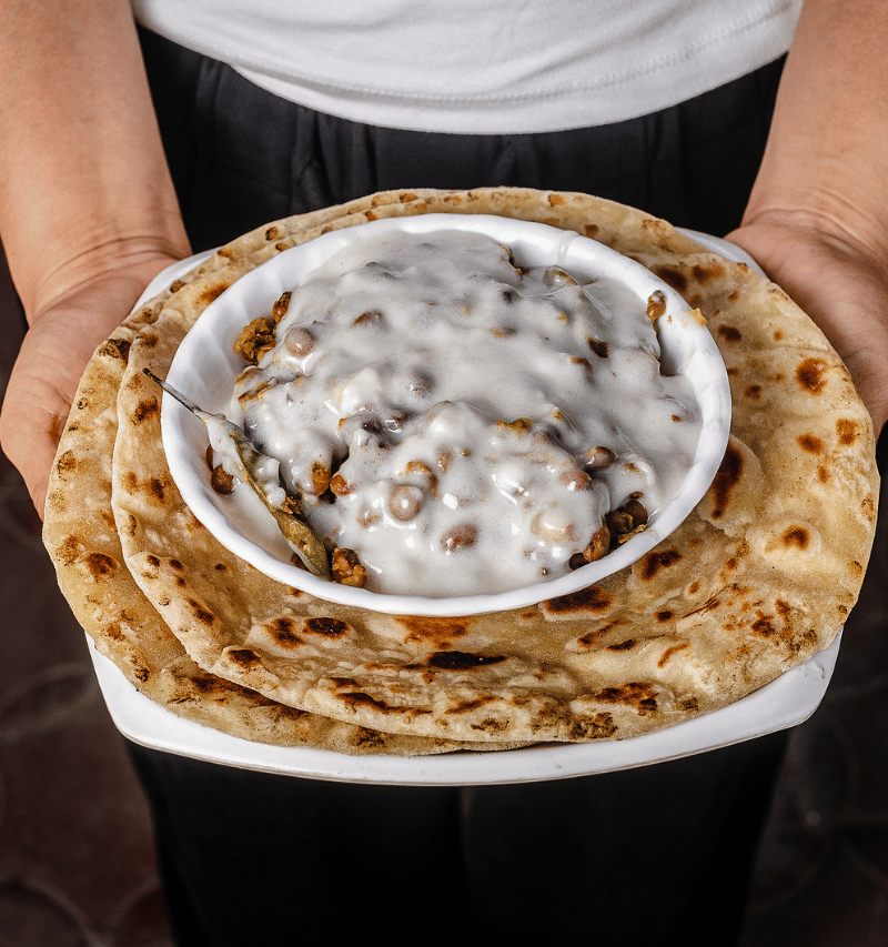 Coconut beans and chapati.