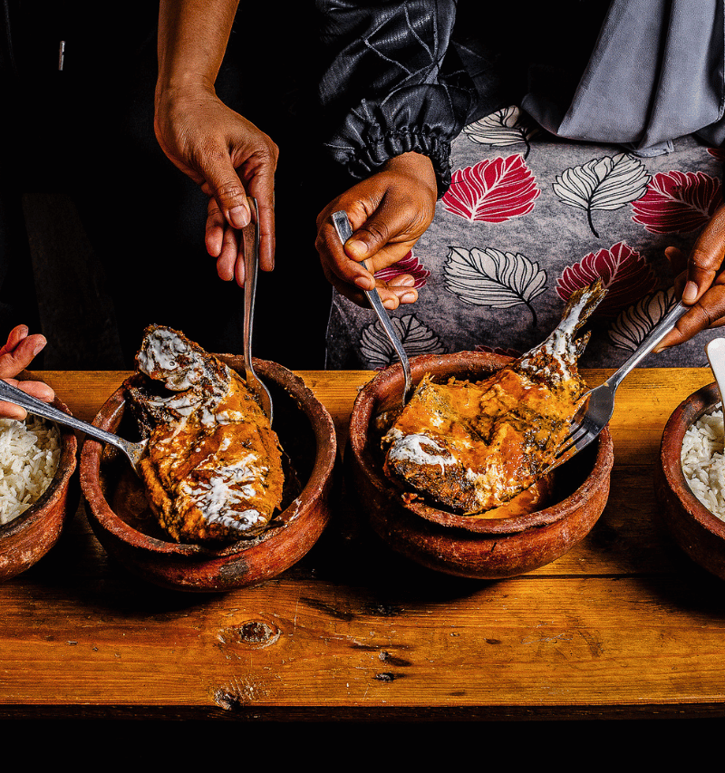 Coconut-cooked fish.