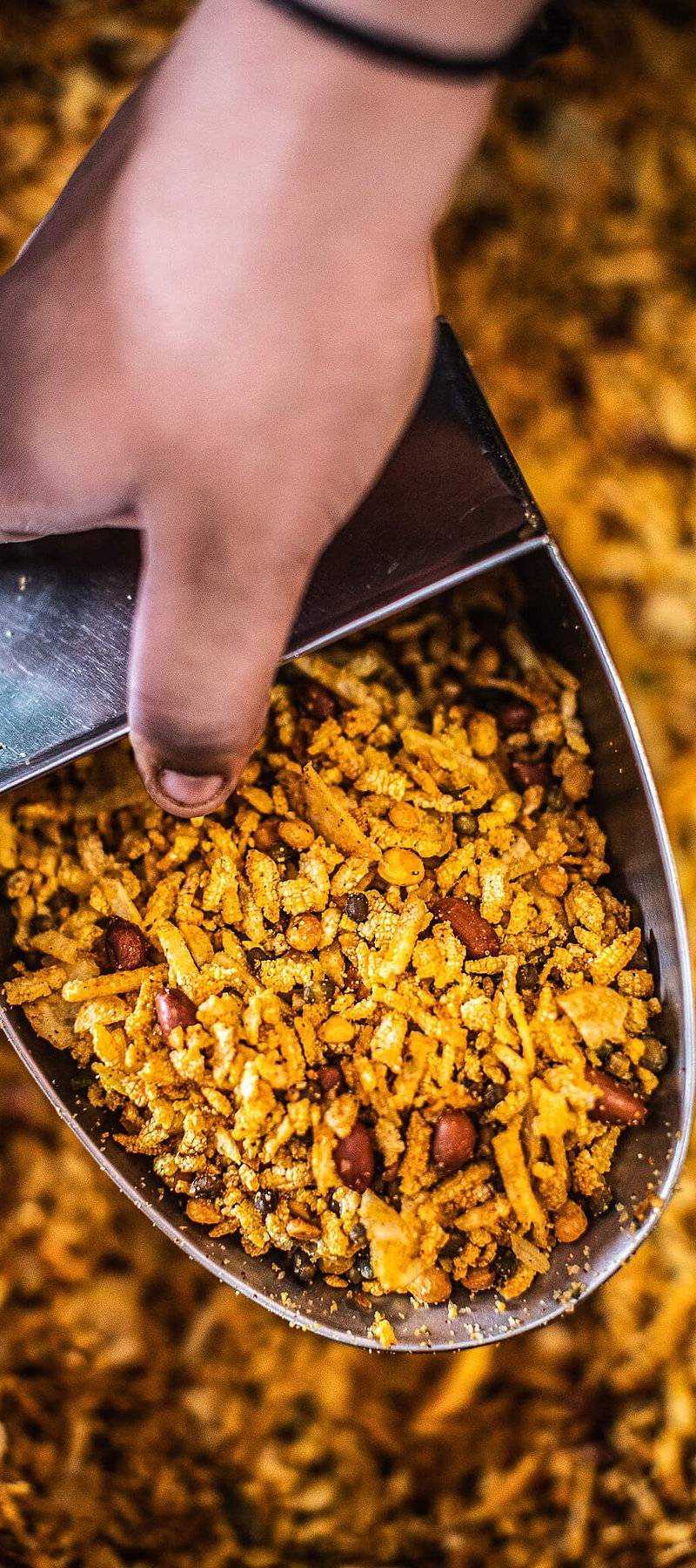 Bhajia mix scoop.
