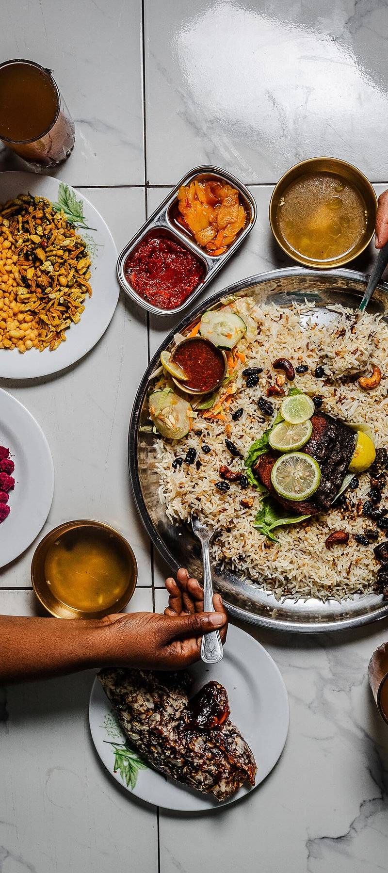 Biryani spread.
