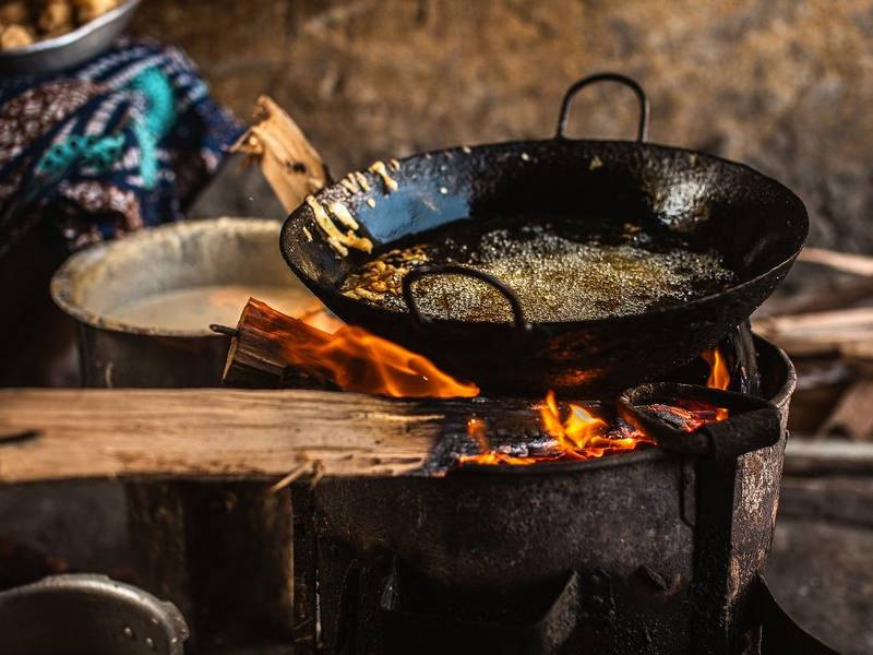Wood-fire wok.