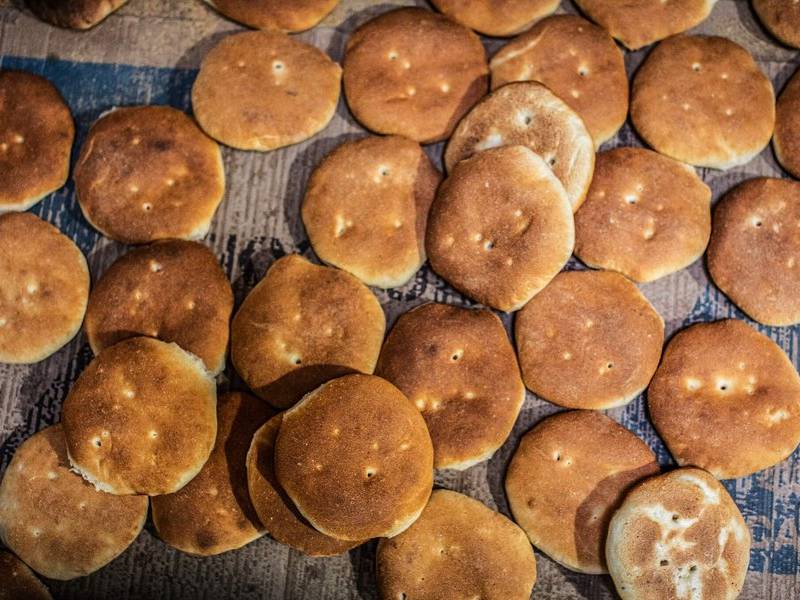Baked khobz.