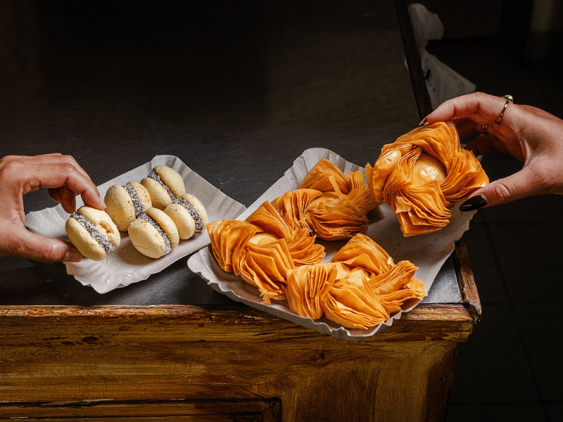 Sticky pastries.