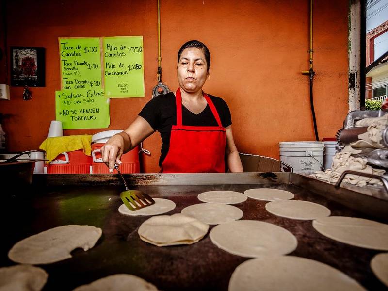 Comal-toasted tortillas.