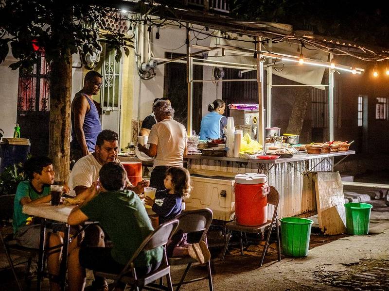 Tacos, after dark.