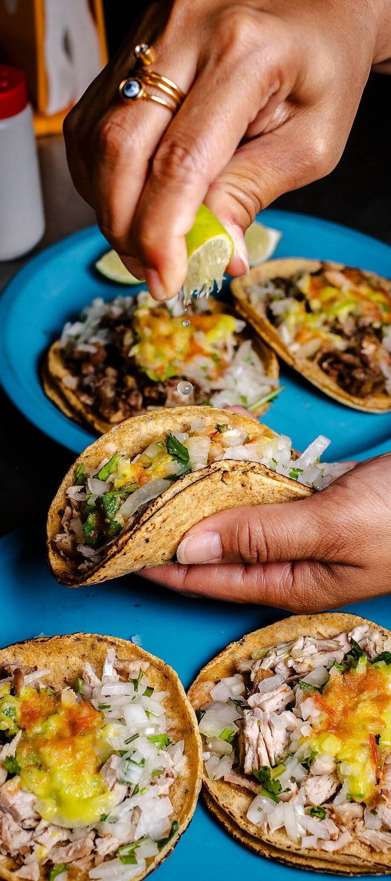 Lime over the tacos.