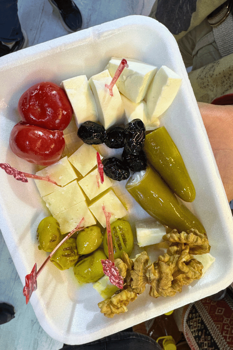 Turkish cheese and pickles.