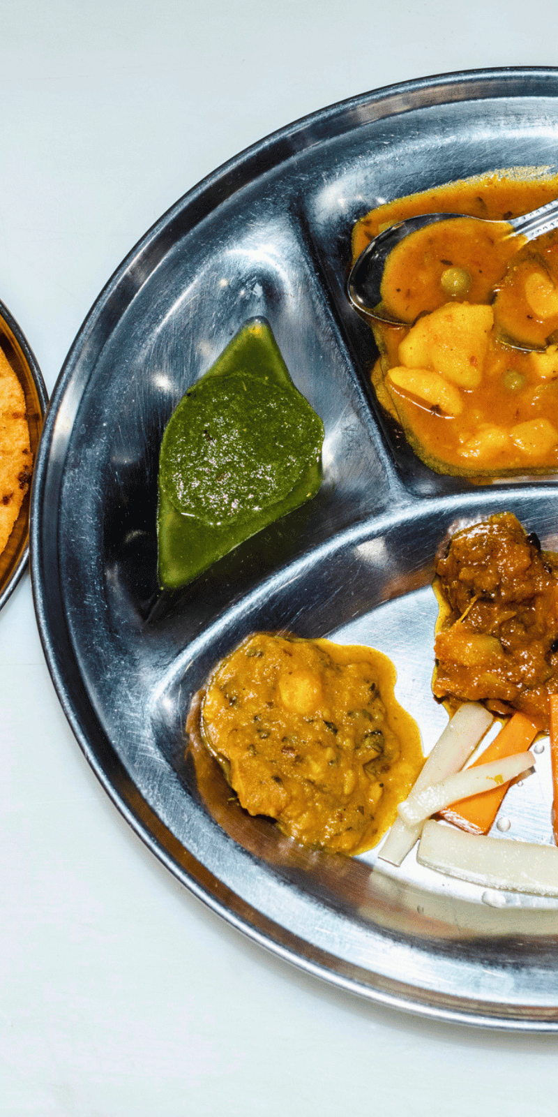 Paratha, curries and pickles.