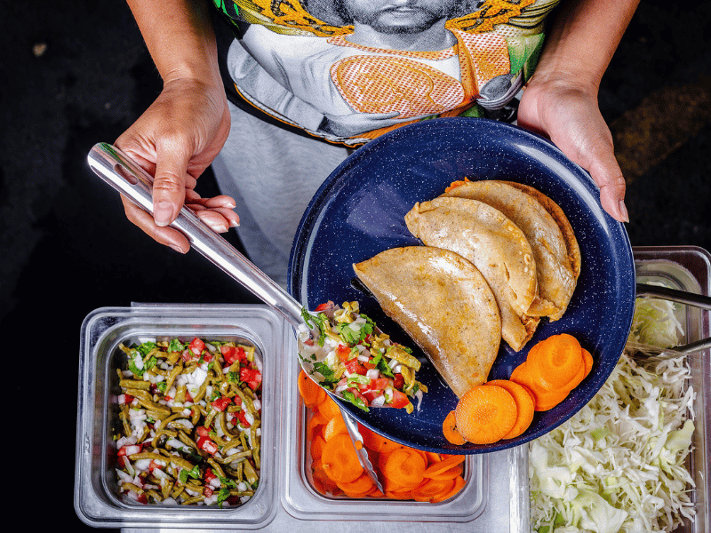 Steamed tacos.