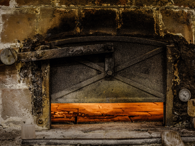 Wood-fired oven.
