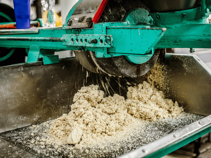 Grinding corn.