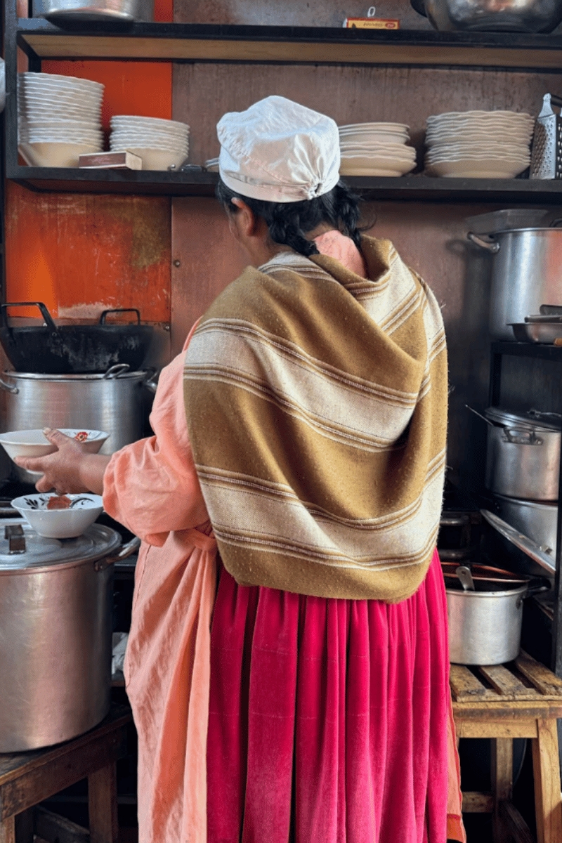 In her kitchen.