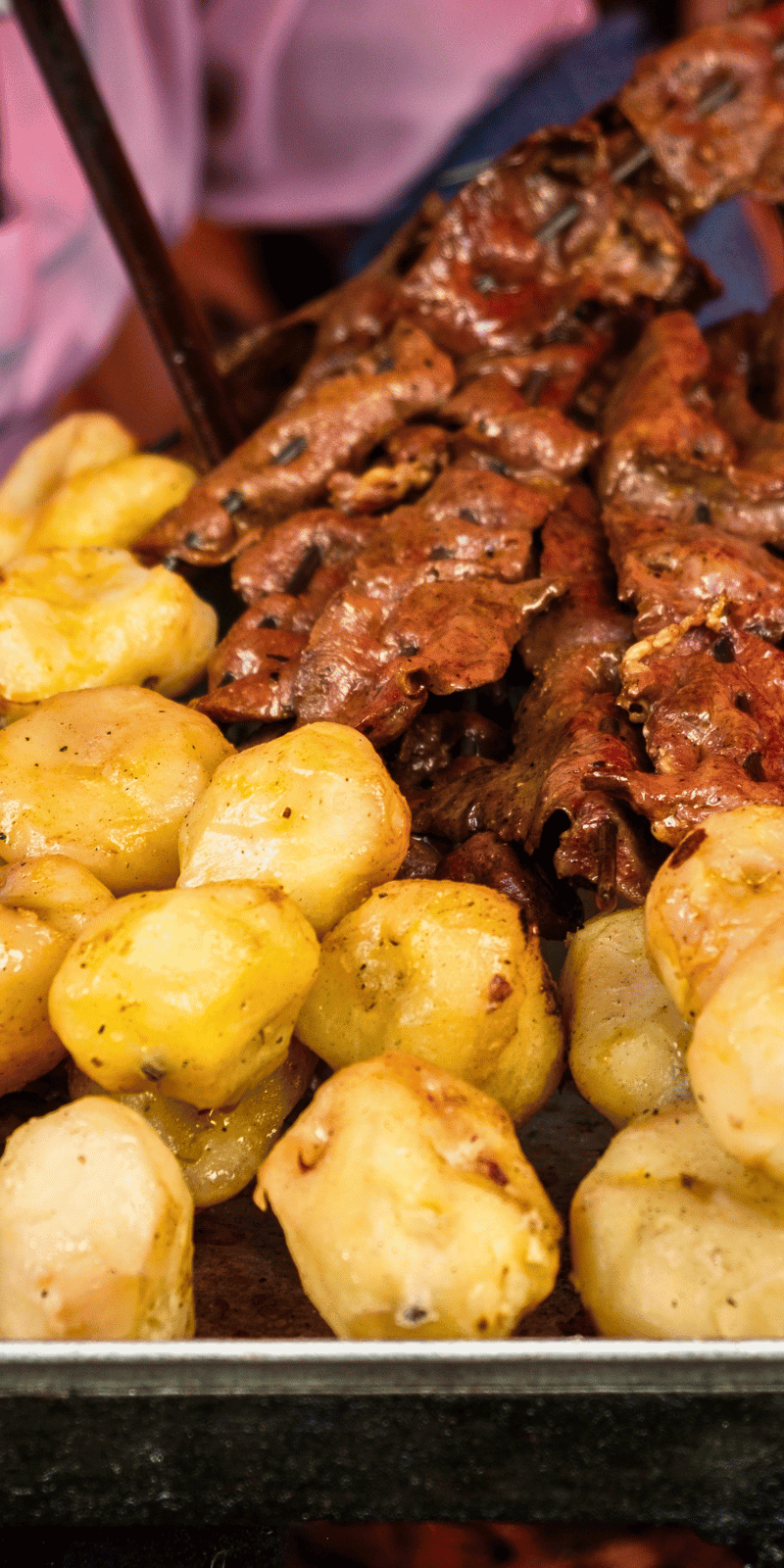 Anticuchos and papas.